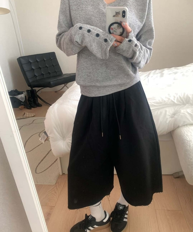 ピンテックバミューダオーバーフィットパンツ BLACK