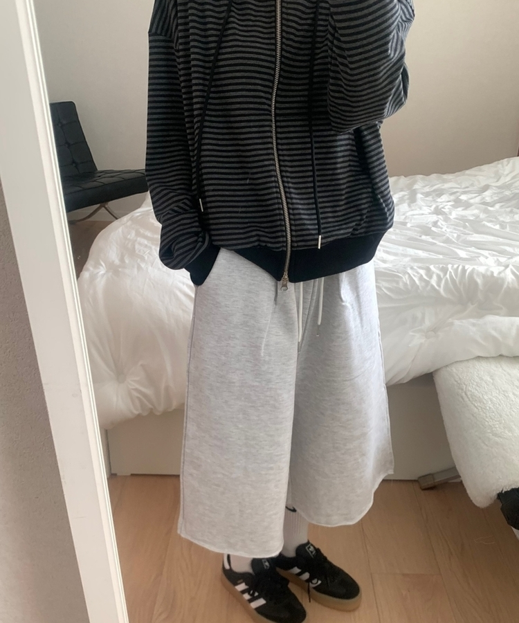 ピンテックバミューダオーバーフィットパンツ MELANGE WHITE