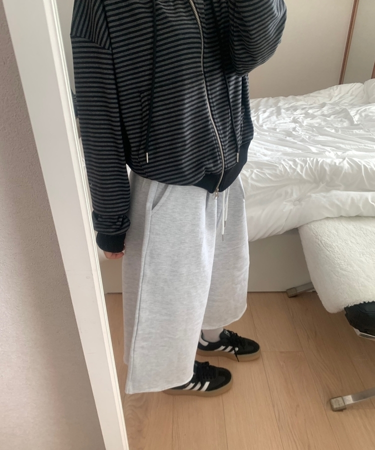 ピンテックバミューダオーバーフィットパンツ MELANGE WHITE