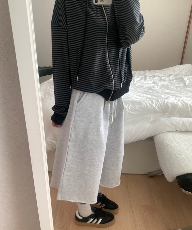 ピンテックバミューダオーバーフィットパンツ MELANGE WHITE