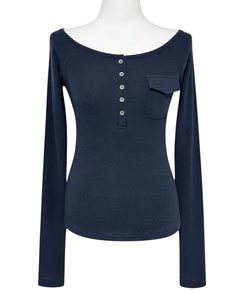 ポケットオフボタン長袖Tシャツ(5color)