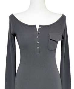 ポケットオフボタン長袖Tシャツ(5color)