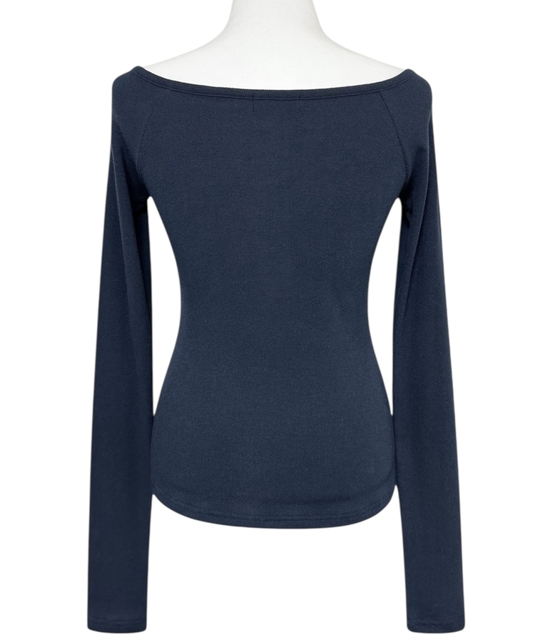 ポケットオフボタン長袖Tシャツ(5color)