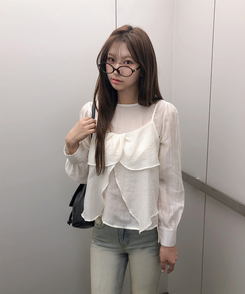 【SET】ヘランブラウス ビスチェキャミソール(5color) WHITE