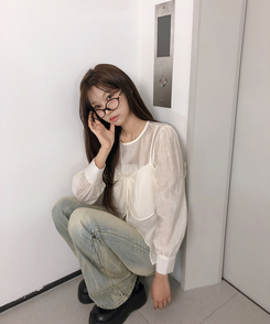 【SET】ヘランブラウス ビスチェキャミソール(5color) WHITE