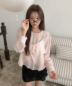 【SET】ヘランブラウス ビスチェキャミソール(5color) PINK