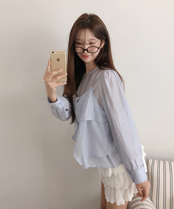 【SET】ヘランブラウス ビスチェキャミソール(5color) BLUE