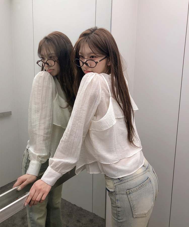 【SET】ヘランブラウス ビスチェキャミソール(5color) WHITE