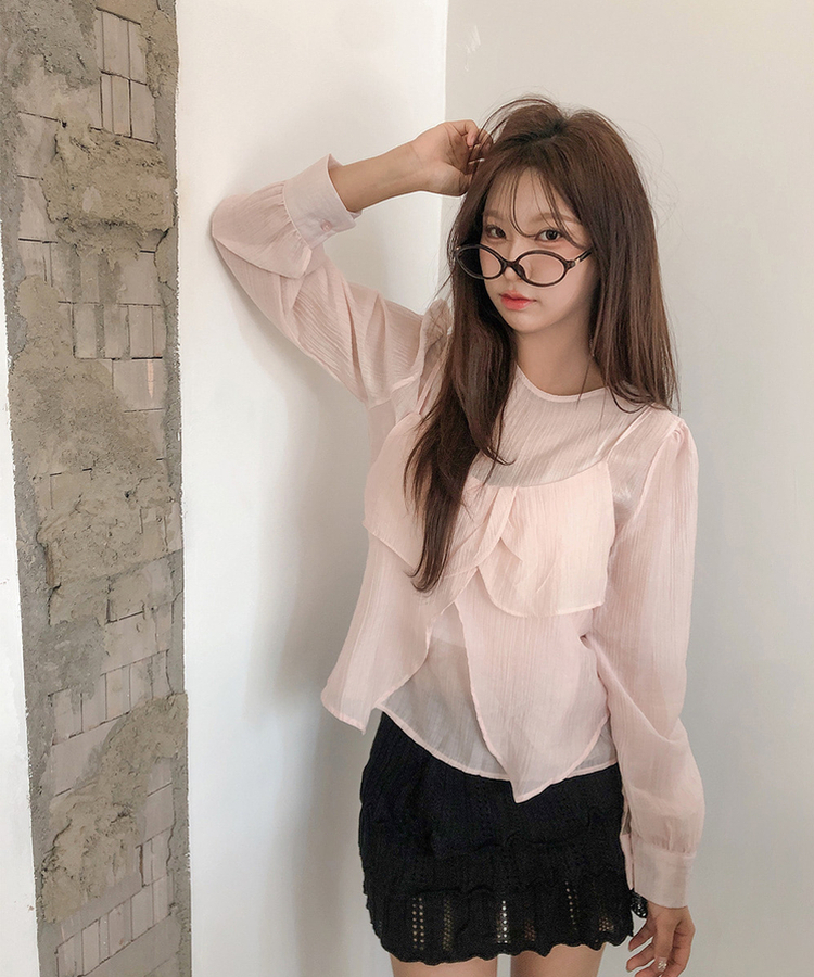 【SET】ヘランブラウス ビスチェキャミソール(5color) PINK