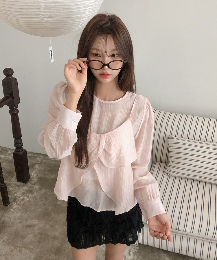 【SET】ヘランブラウス ビスチェキャミソール(5color) PINK