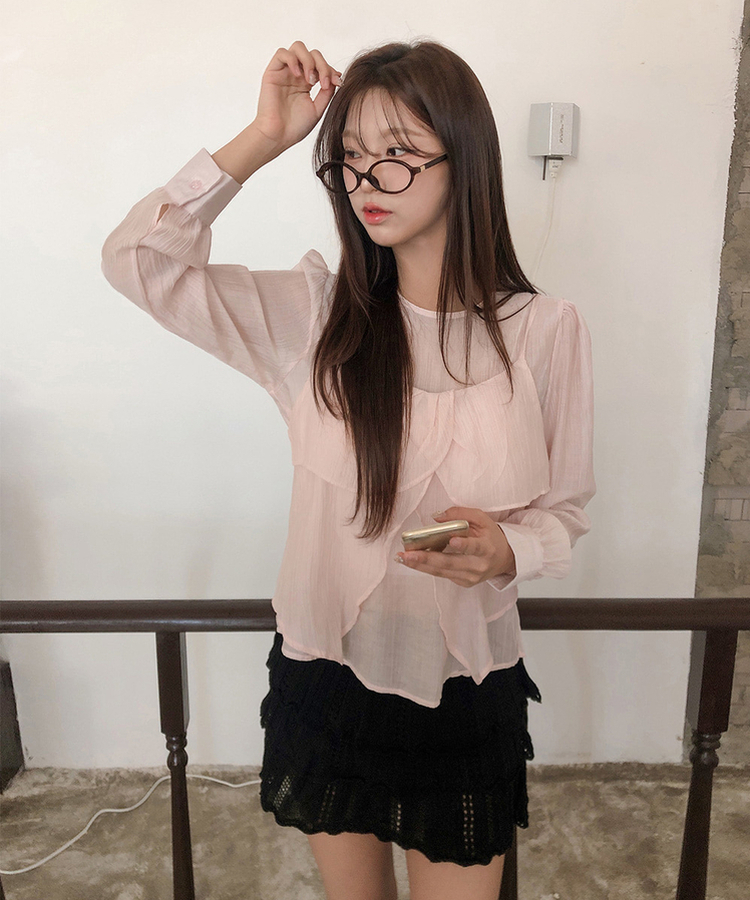 【SET】ヘランブラウス ビスチェキャミソール(5color) PINK