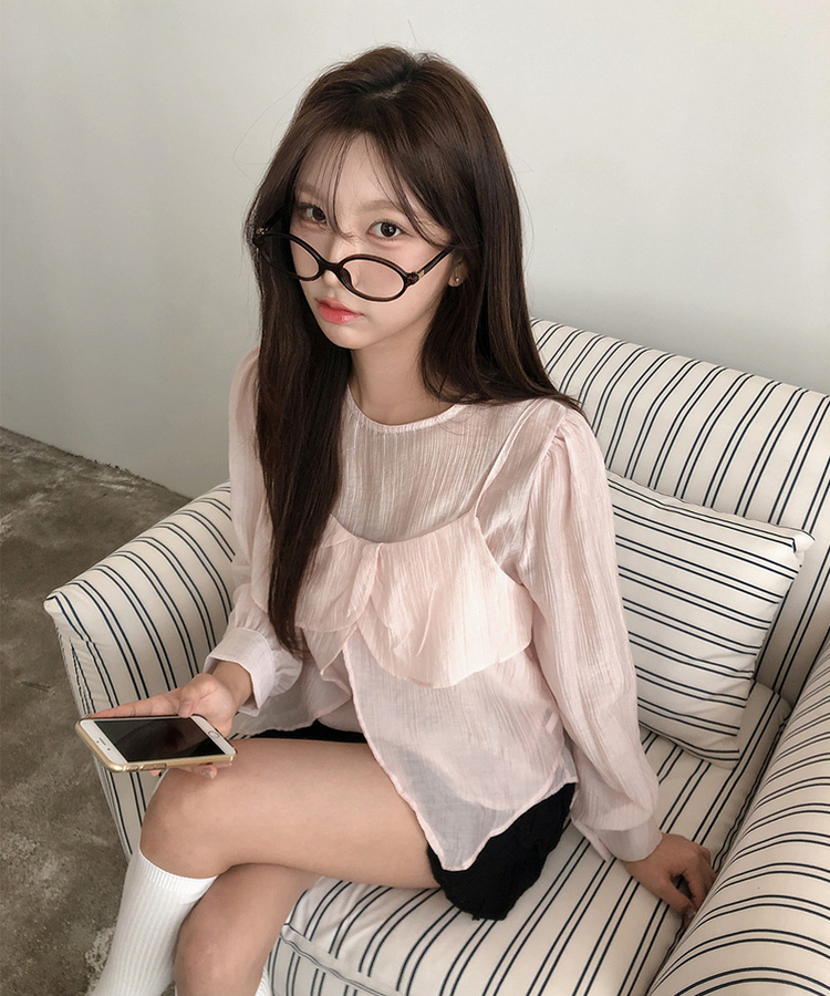 【SET】ヘランブラウス ビスチェキャミソール(5color) PINK