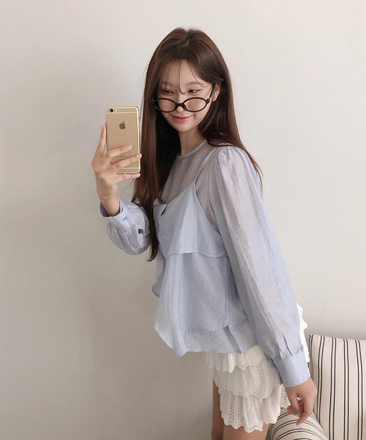 【SET】ヘランブラウス ビスチェキャミソール(5color) BLUE