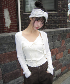 レースボタンカーディガン WHITE