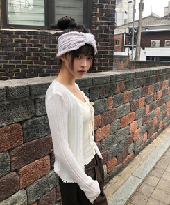 レースボタンカーディガン WHITE