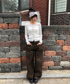 レースボタンカーディガン WHITE