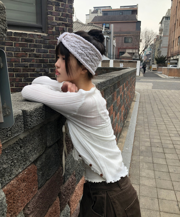 レースボタンカーディガン WHITE