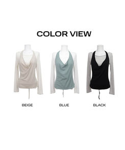 【SET】リップネックレイヤード長袖Tシャツ