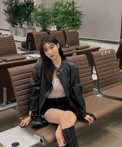 ノーカラーボタンレザーブルゾンジャケット BLACK