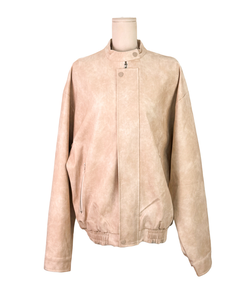 ノーカラーボタンレザーブルゾンジャケット