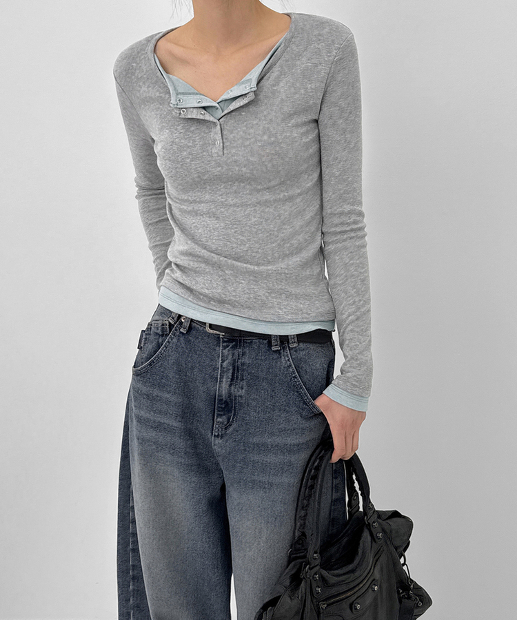 スナップバルーンワイドデニムパンツ BLUE