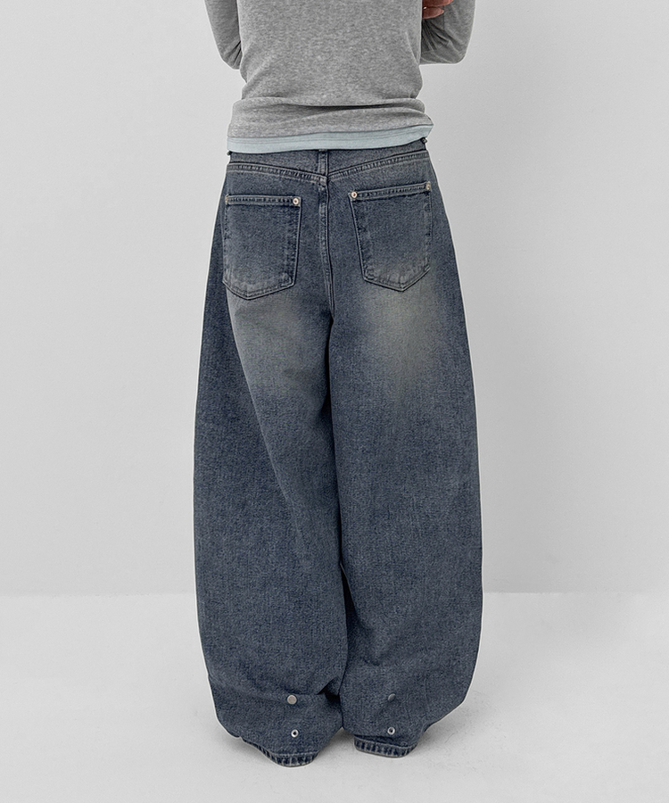 スナップバルーンワイドデニムパンツ BLUE