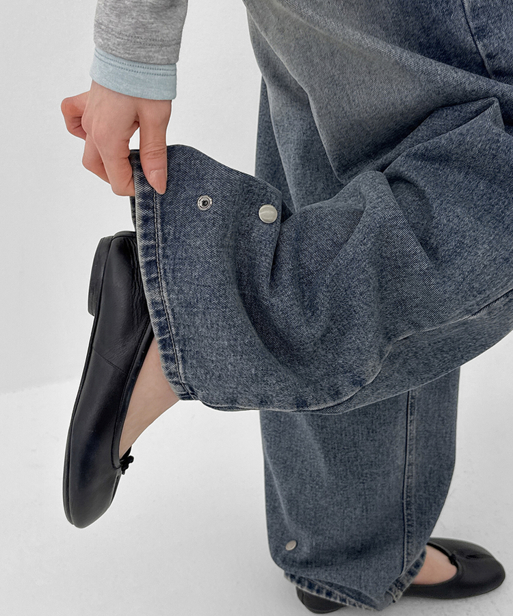 スナップバルーンワイドデニムパンツ BLUE