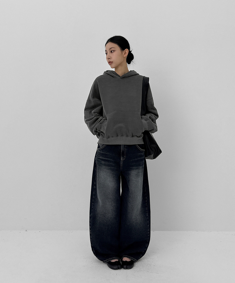 スナップバルーンワイドデニムパンツ DARK BLUE