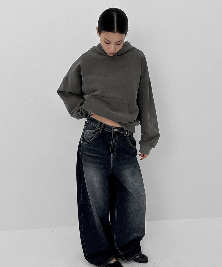 スナップバルーンワイドデニムパンツ DARK BLUE