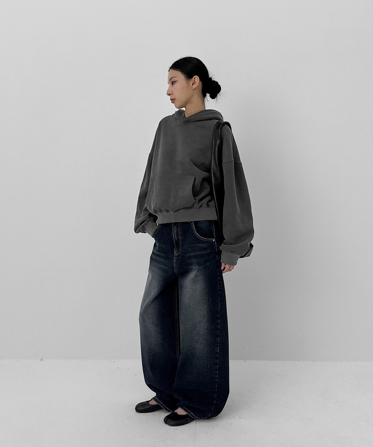 スナップバルーンワイドデニムパンツ DARK BLUE