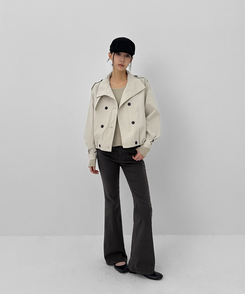 バックポケットブーツカットコットンパンツ BLACK