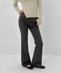 バックポケットブーツカットコットンパンツ BLACK