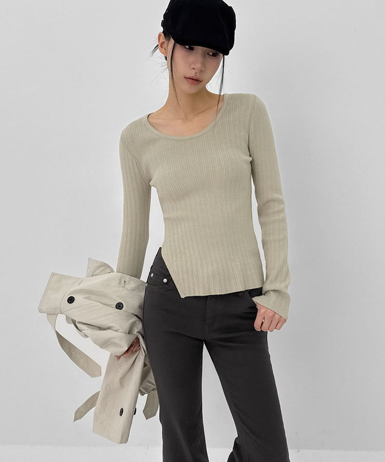 バックポケットブーツカットコットンパンツ BLACK