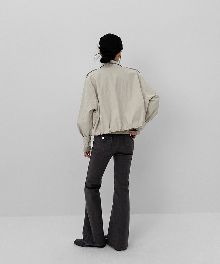 バックポケットブーツカットコットンパンツ BLACK