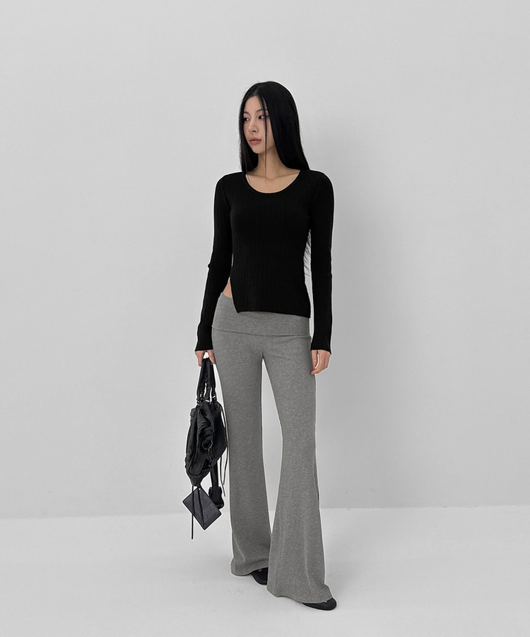 フォールディングブーツカットバンディングパンツ GREY