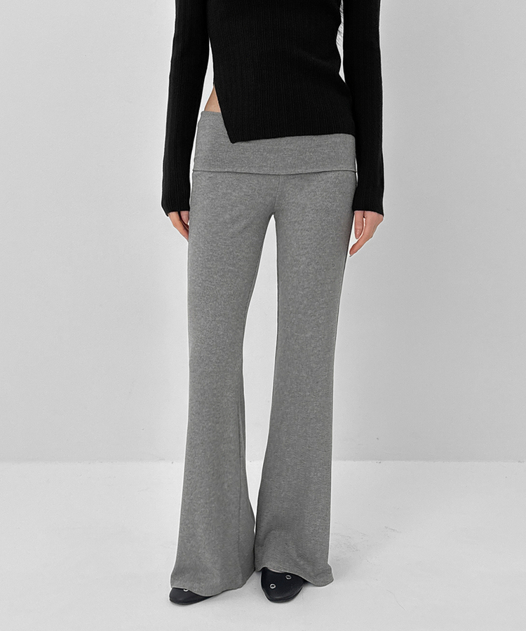 フォールディングブーツカットバンディングパンツ GREY