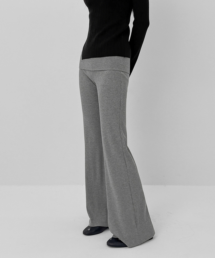 フォールディングブーツカットバンディングパンツ GREY