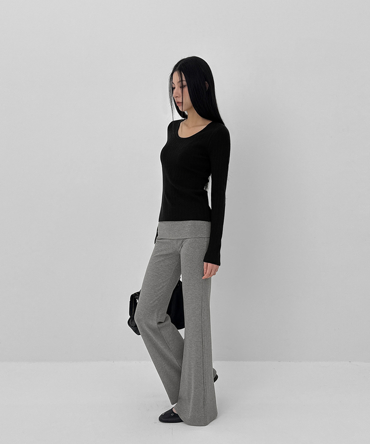 フォールディングブーツカットバンディングパンツ GREY