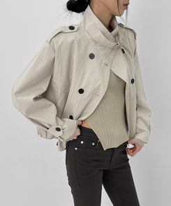 ハイネックダブルボタンジャケット IVORY