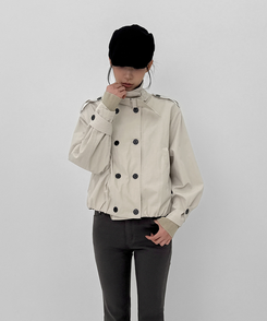 ハイネックダブルボタンジャケット IVORY