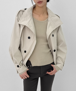 ハイネックダブルボタンジャケット IVORY