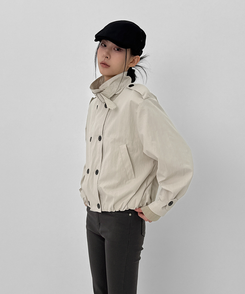 ハイネックダブルボタンジャケット IVORY