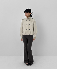 ハイネックダブルボタンジャケット IVORY