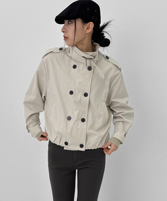 ハイネックダブルボタンジャケット IVORY