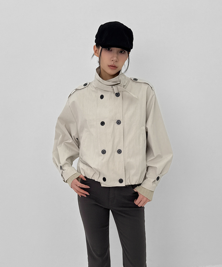 ハイネックダブルボタンジャケット IVORY