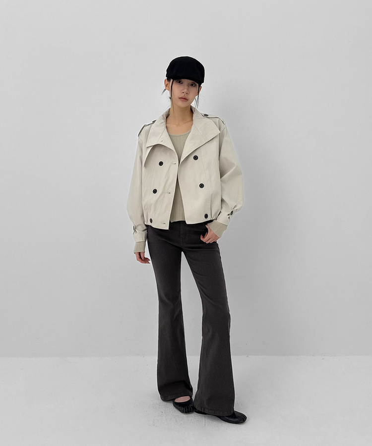 ハイネックダブルボタンジャケット IVORY