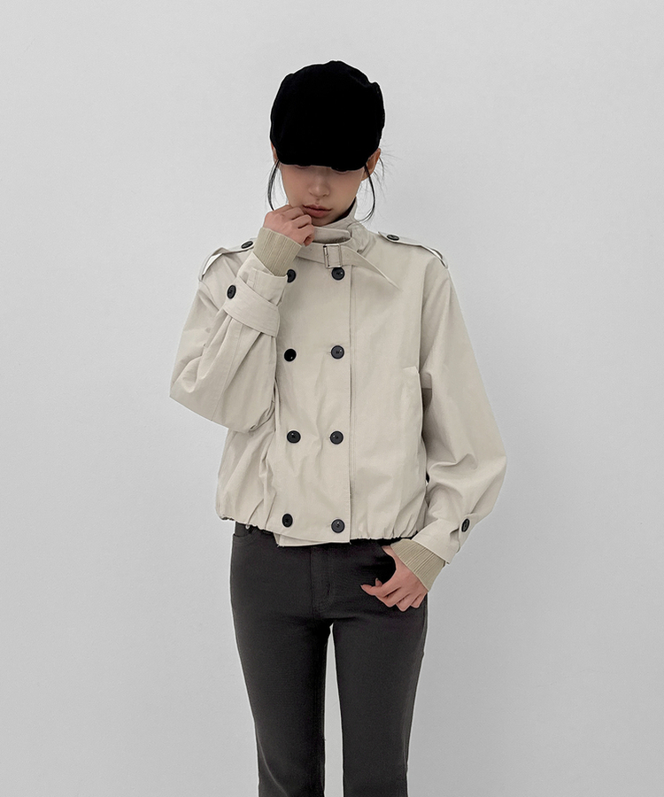 ハイネックダブルボタンジャケット IVORY