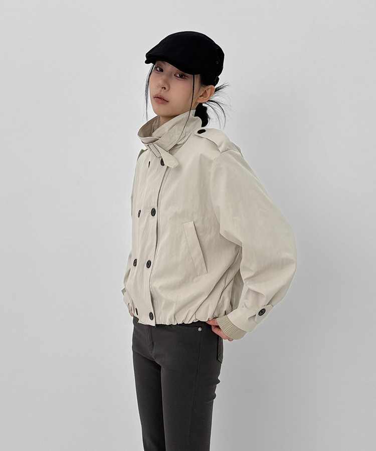 ハイネックダブルボタンジャケット IVORY