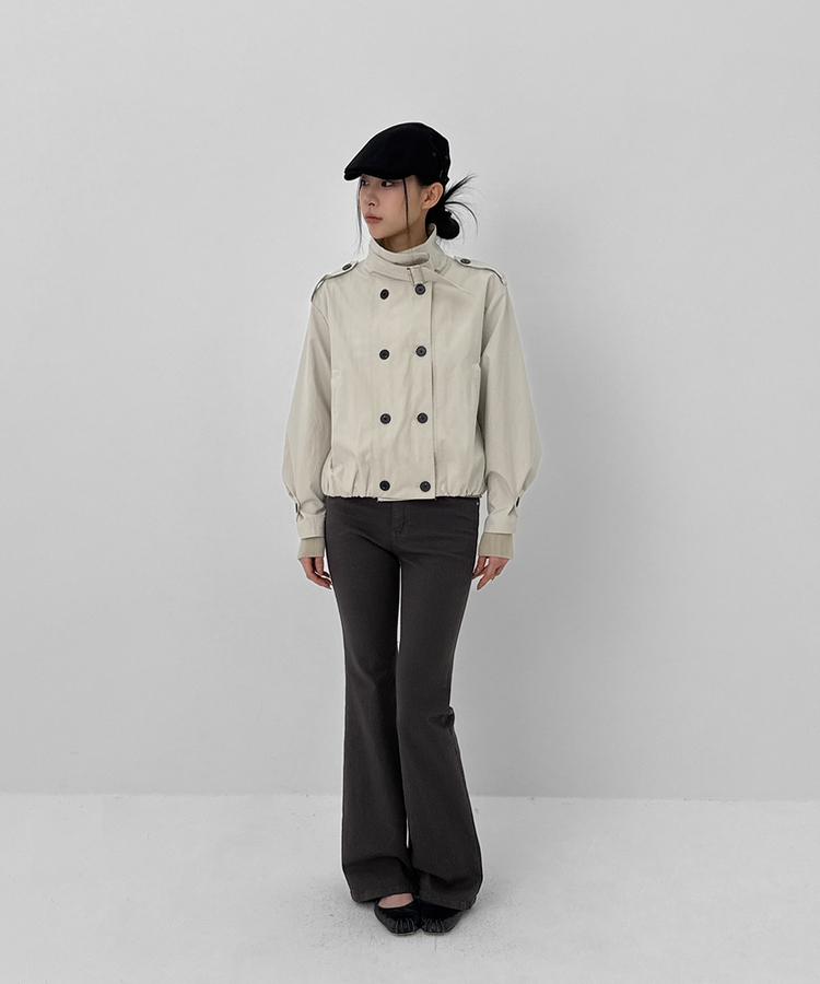 ハイネックダブルボタンジャケット IVORY