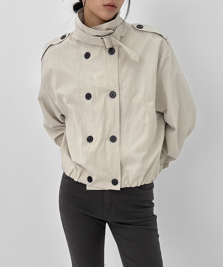 ハイネックダブルボタンジャケット IVORY